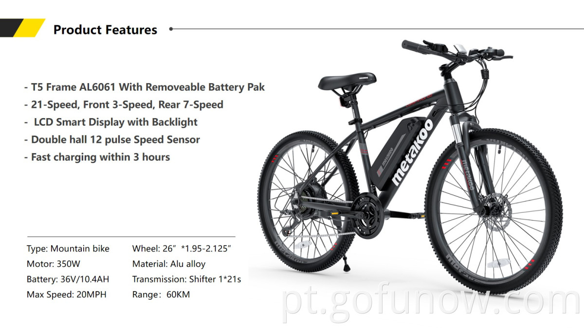 21 Speed ​​Electric Mountain Bike / Aluminium Frame 350W 36V 10AH bicicleta elétrica, 26 "Bicicleta elétrica e 32 km / velocidade rápida ebike